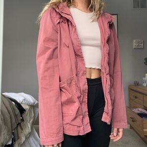 Pink denim jacket, zip up